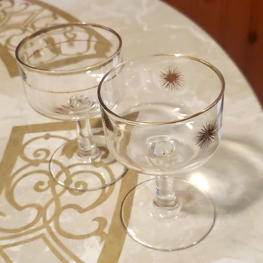 Gold Starburst Apertif Glasses